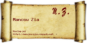 Mancsu Zia névjegykártya